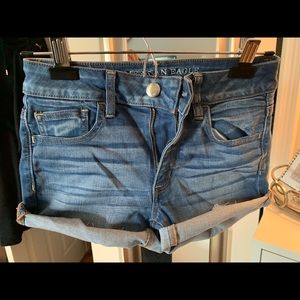 Medium wash denim shorts